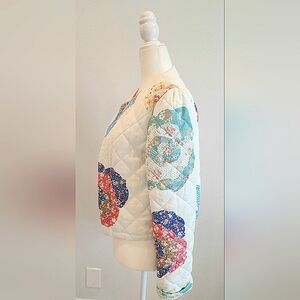 House of Harlow 1960 Cream and Blue Bomber Jacket